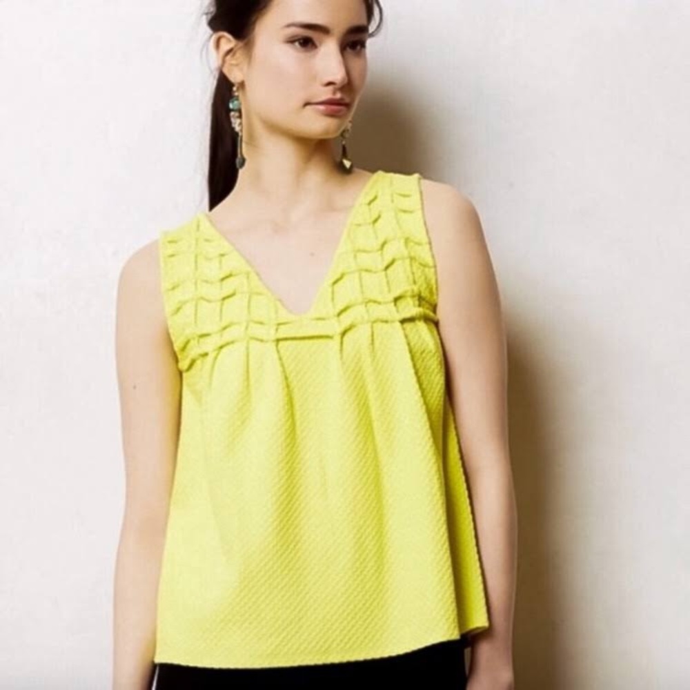 ANTHROPOLOGIE Smocked Textured Tank